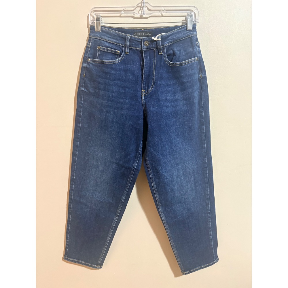 Guess Jacqueline Relaxed Jeans Womens 24 Dark Blue NWT High Rise Tapered Denim